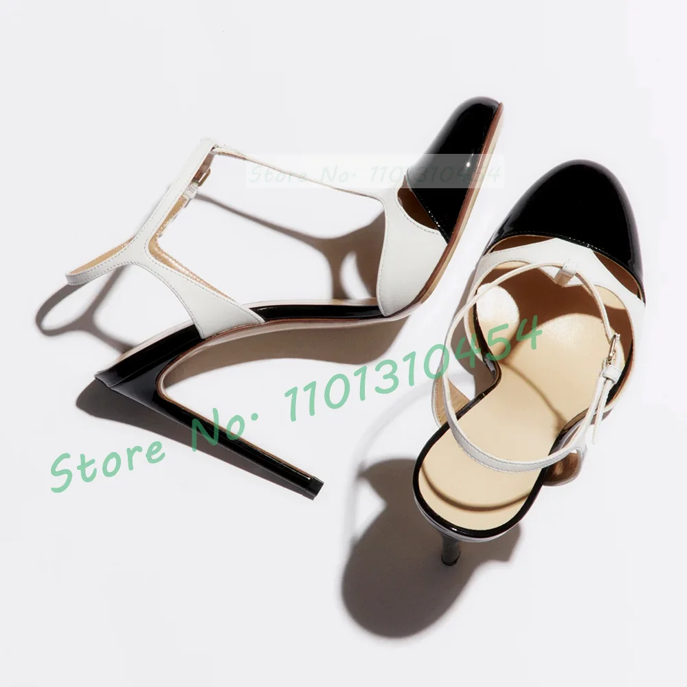 Women'S Shoes For Work - Two Tones T-bar Sandals For Women