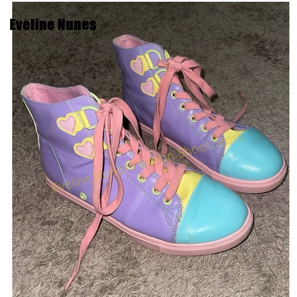 Women'S Shoes Round Toe - Y2K Girl Sweet High Top Sneakers