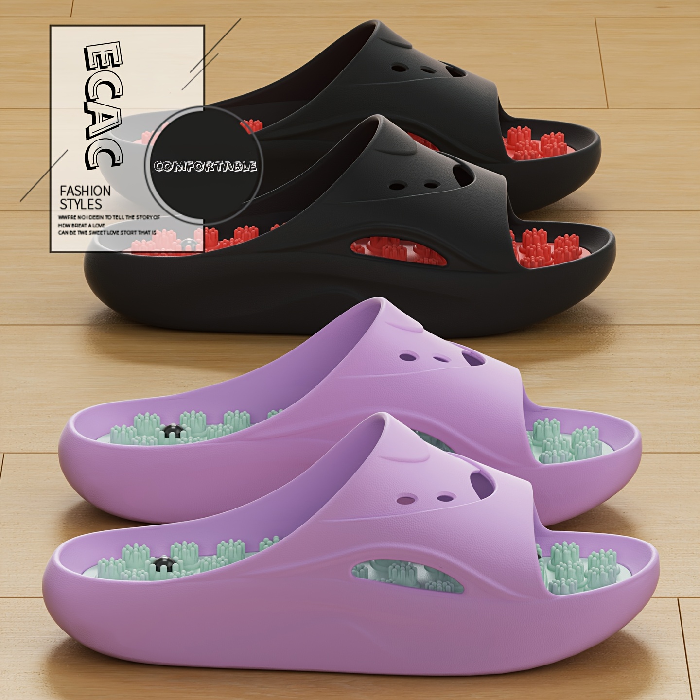 Women Shoes Size To Men - Women Men EVA Massage Slippers Thick