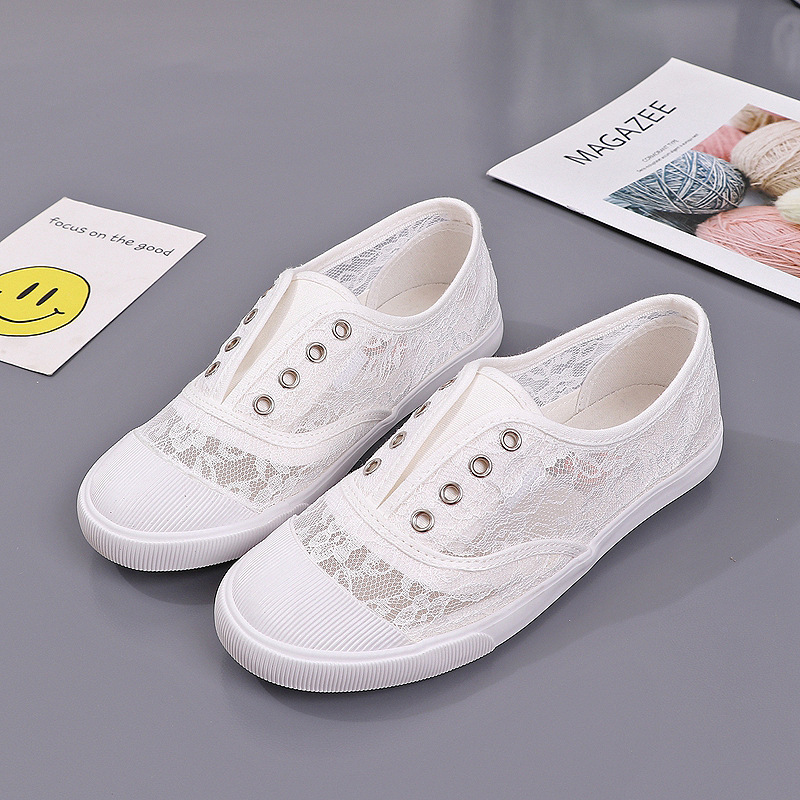 Women'S Shoes Com - Fashion Lace White Canvas Shoes Women