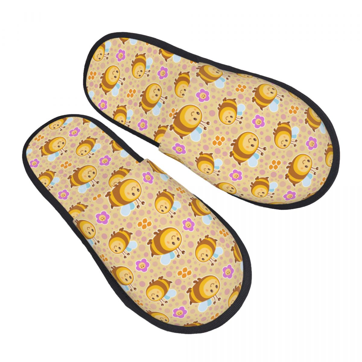 Fluffy Fur Slipper - Cute Bee Flower Pattern House Slippers