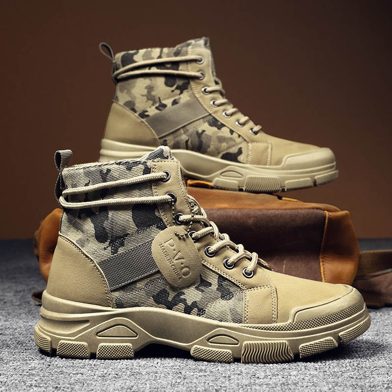 Suede Ankle Boot - High-Top Boots for Men Autumn Camouflage