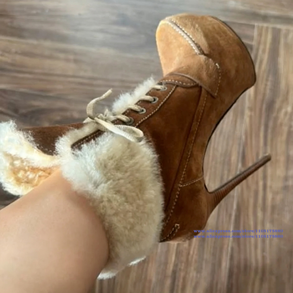 Suede Ankle Boot - Brown Suede Stiletto Heels Ankle Boots