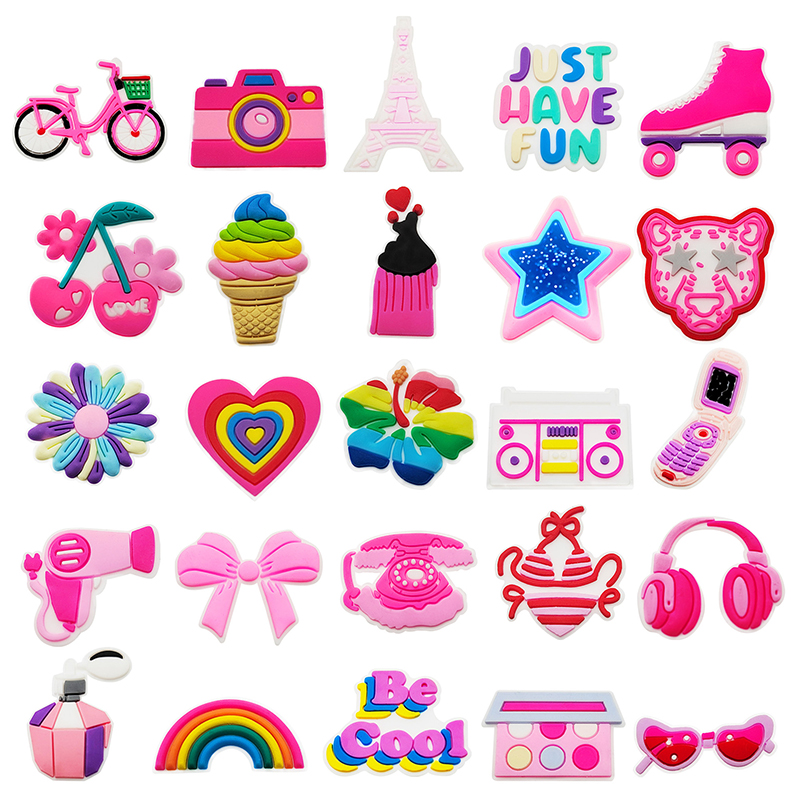 Croc Style Clog - Cute Pink Bow Bicycle Rainbow Shoe