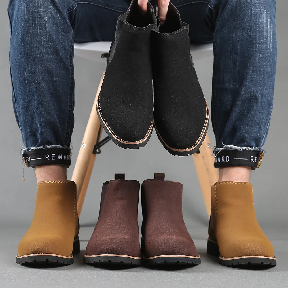Suede Ankle Boot - Men Ankle Boots British Style Suede