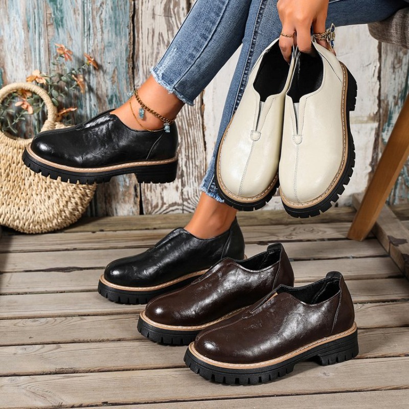 Women'S Shoes Round Toe - Retro British Style Women's Shoes Spring