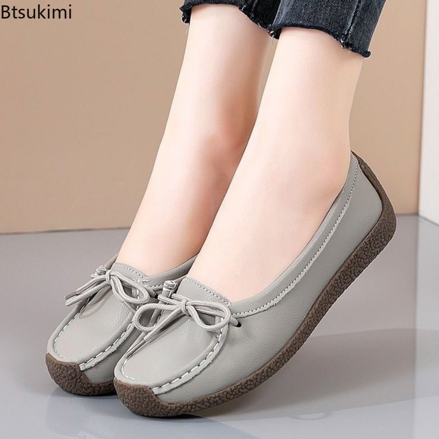 Women'S Shoes Round Toe - 2026 New Mom Shoes Comfortable Cow