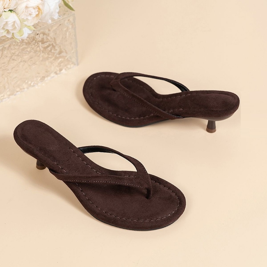 Thong Flat Sandal - New Faux Suede Heeled Thong Sandals