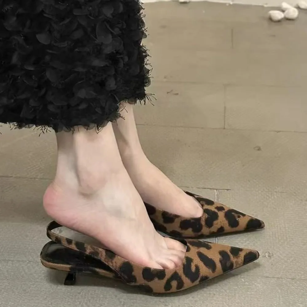 Women'S Shoes Clogs - 2026 New Women Leopard Print Slingbacks