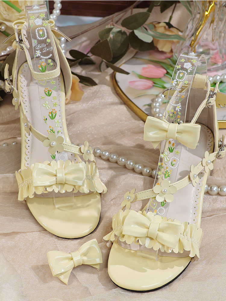 Women'S Shoes Clogs - Japanese Original Lolita Flower Frilly Bow