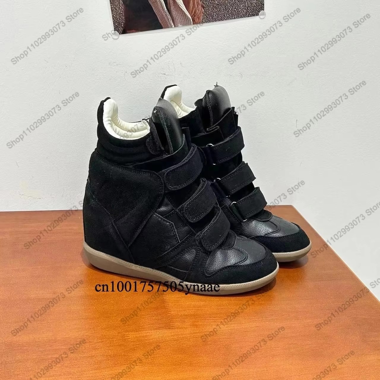 Suede Ankle Boot - Women Hidden Wedge Heel High‑Top Sneakers