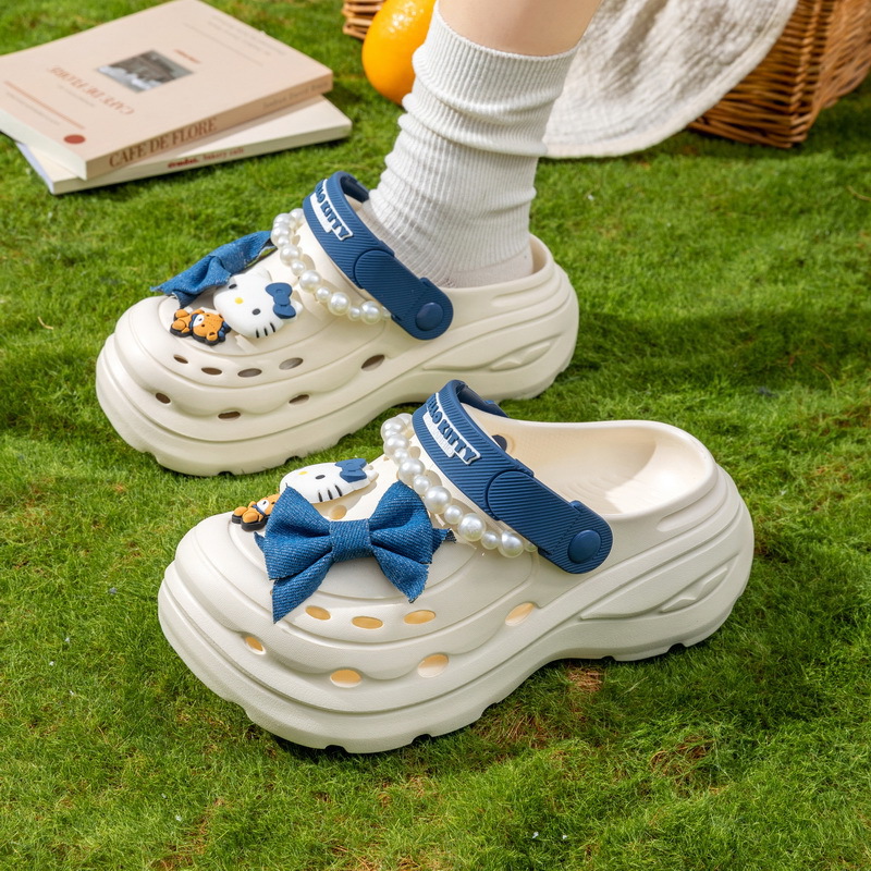 Cute Pearl Bow Hello Kitty Pla - Women'S Shoes Clogs 评论和价格