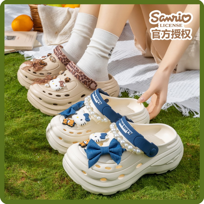 Cute Pearl Bow Hello Kitty Pla - Women'S Shoes Clogs 评论和价格