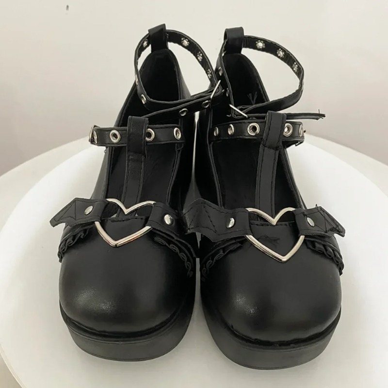 New Sweet Heart Buckle Wedges  - Women'S Shoes Round Toe 评论和价格