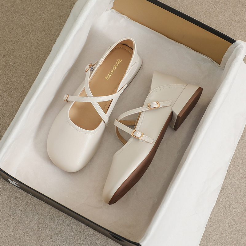 French Vintage Thick Heel Mary - Women'S Shoes Round Toe 评论和价格