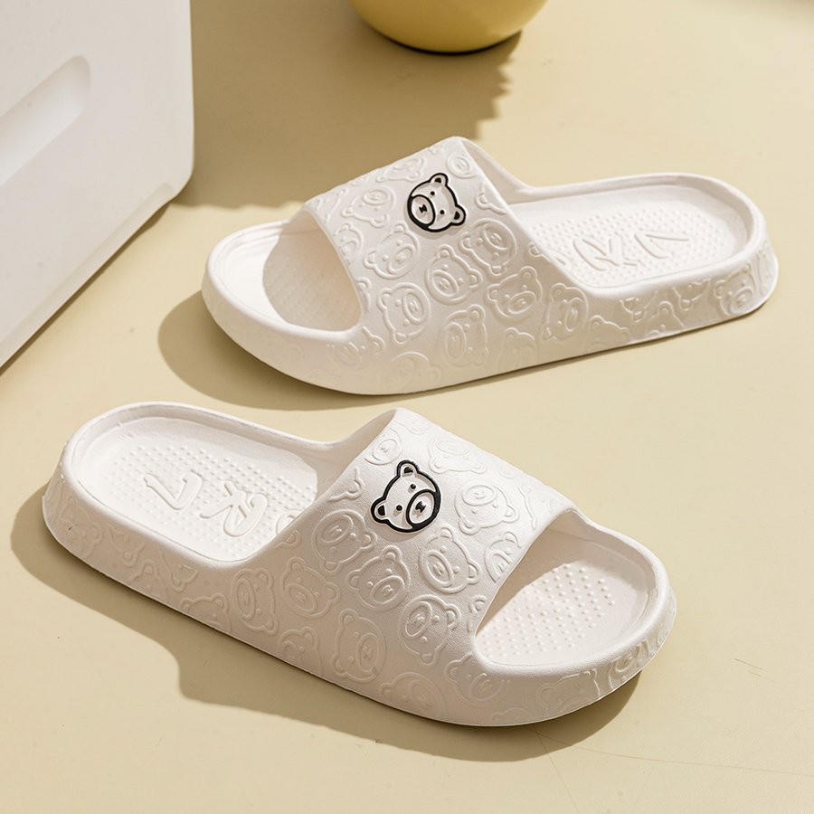 Printting Cute Bear Women Slip - Women Shoes Size To Men 评论和价格