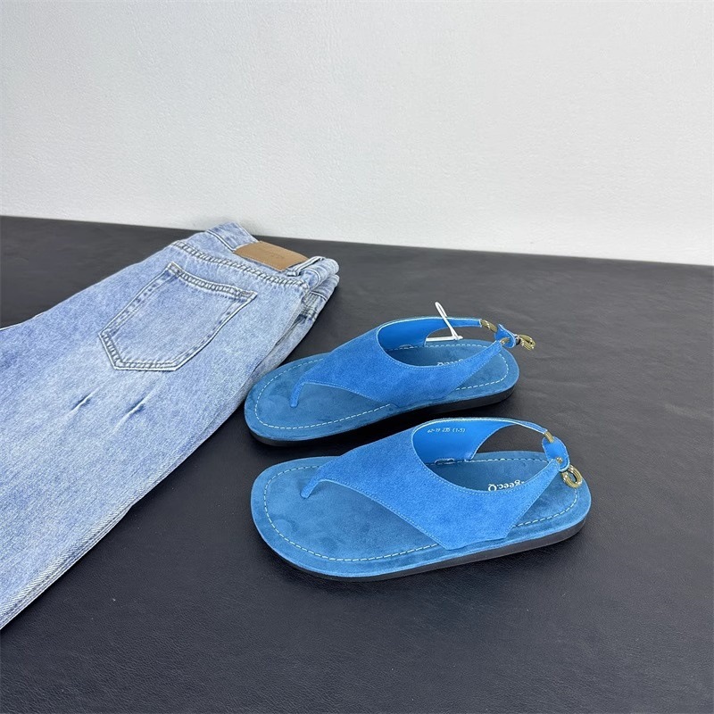 Korean Minimalist Suede Slingb - Thong Flat Sandal 评论和价格