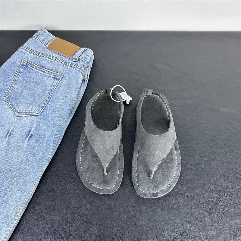 Korean Minimalist Suede Slingb - Thong Flat Sandal 评论和价格