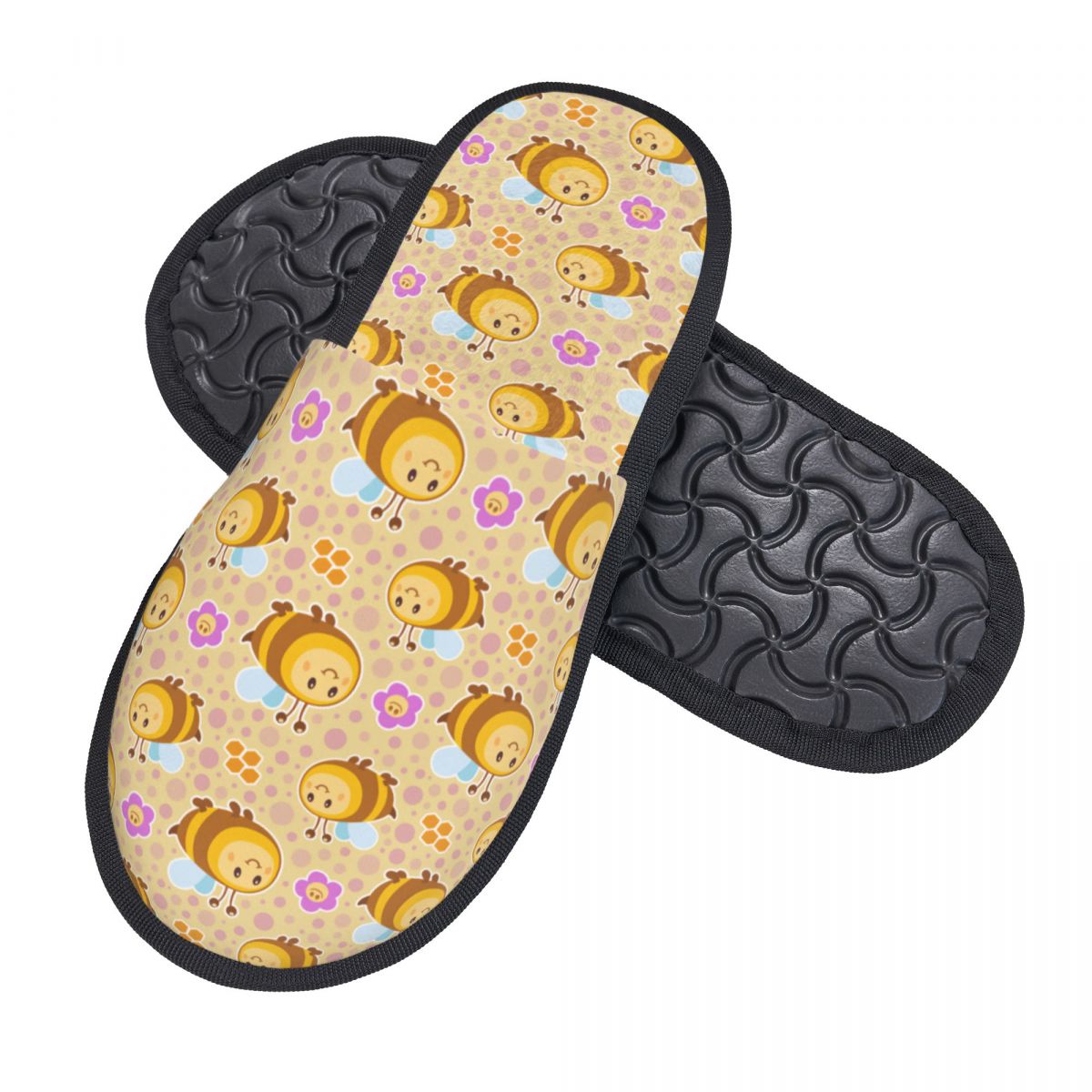Cute Bee Flower Pattern House  - Fluffy Fur Slipper 评论和价格