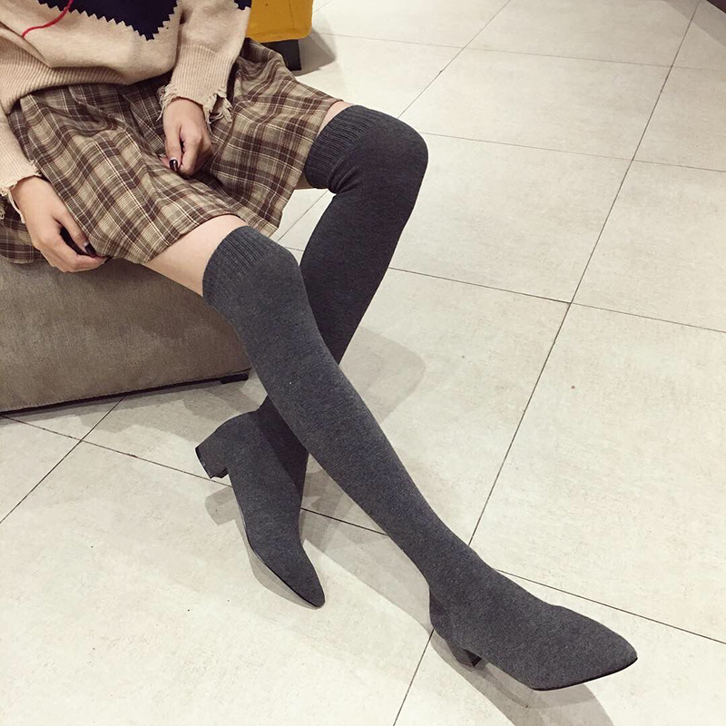 Black Low Heel Shoes Woman Str - Sock Boot Women 评论和价格