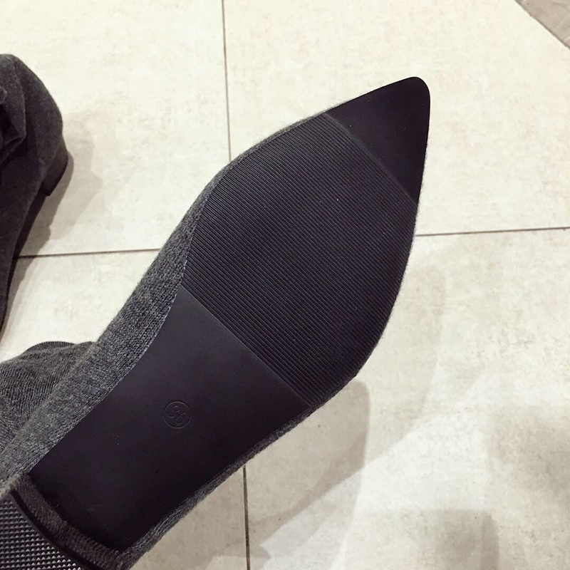 Black Low Heel Shoes Woman Str - Sock Boot Women 评论和价格