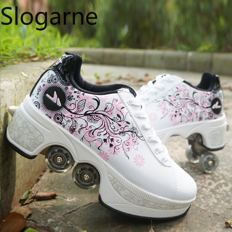 Women 4 Wheels Deformation Rol - Women Shoes Size To Men 评论和价格