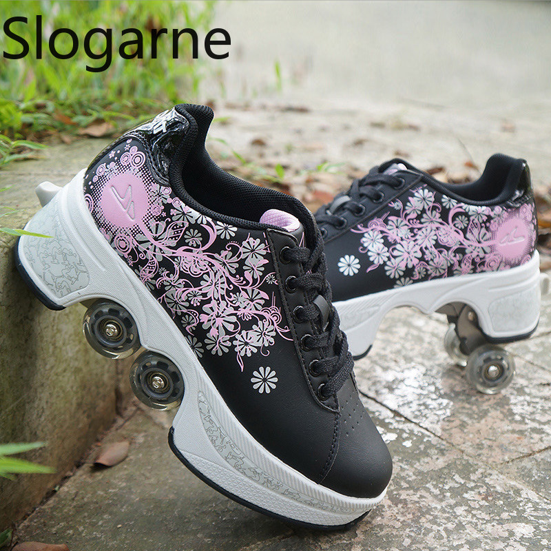 Women 4 Wheels Deformation Rol - Women Shoes Size To Men 评论和价格
