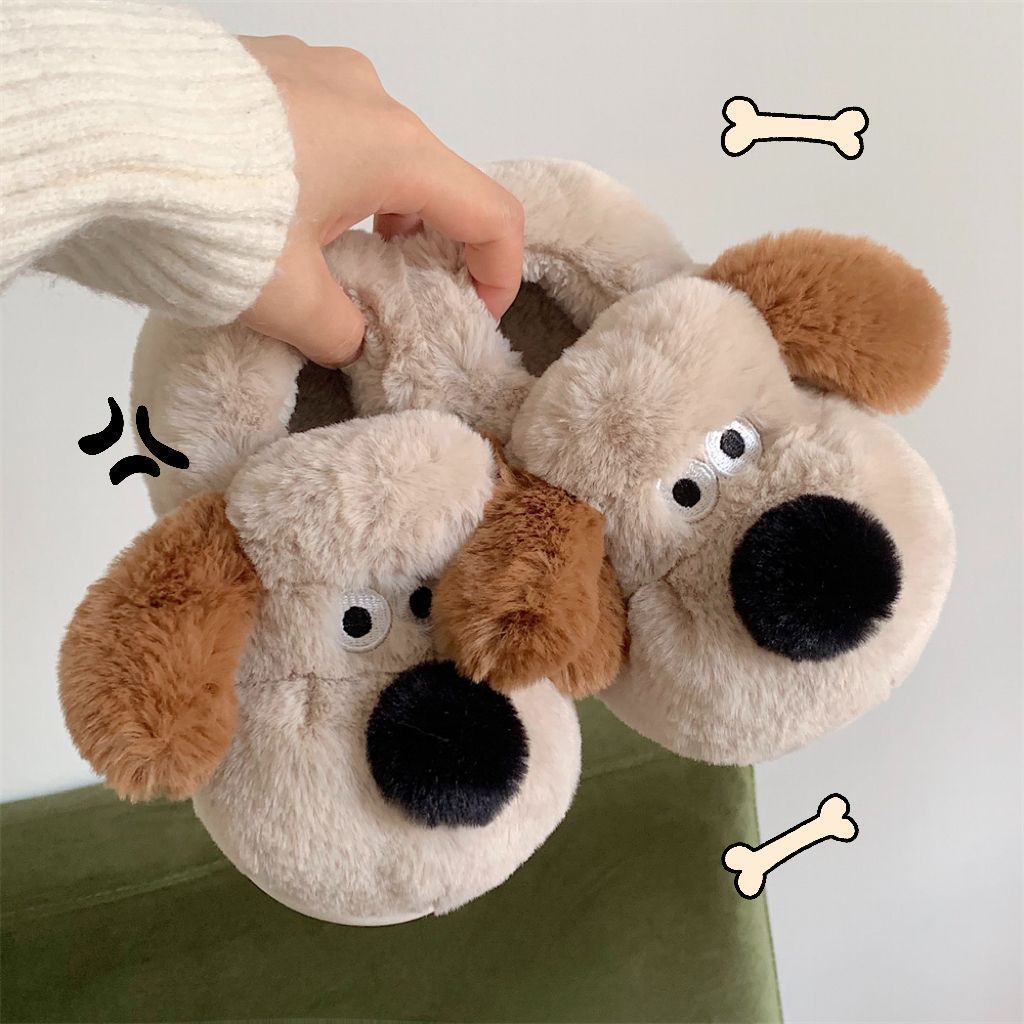 Size36-45 Hug Dog Slippers Gir - Fluffy Fur Slipper 评论和价格
