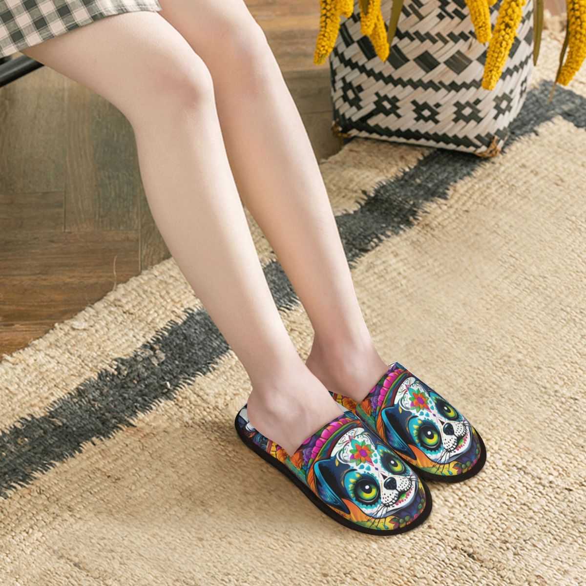 Custom Women Mexican Floral Sk - Fluffy Fur Slipper 评论和价格