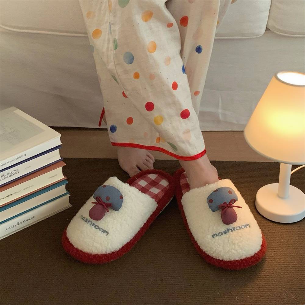 Women's mushroom slippers wome - Fluffy Fur Slipper 评论和价格