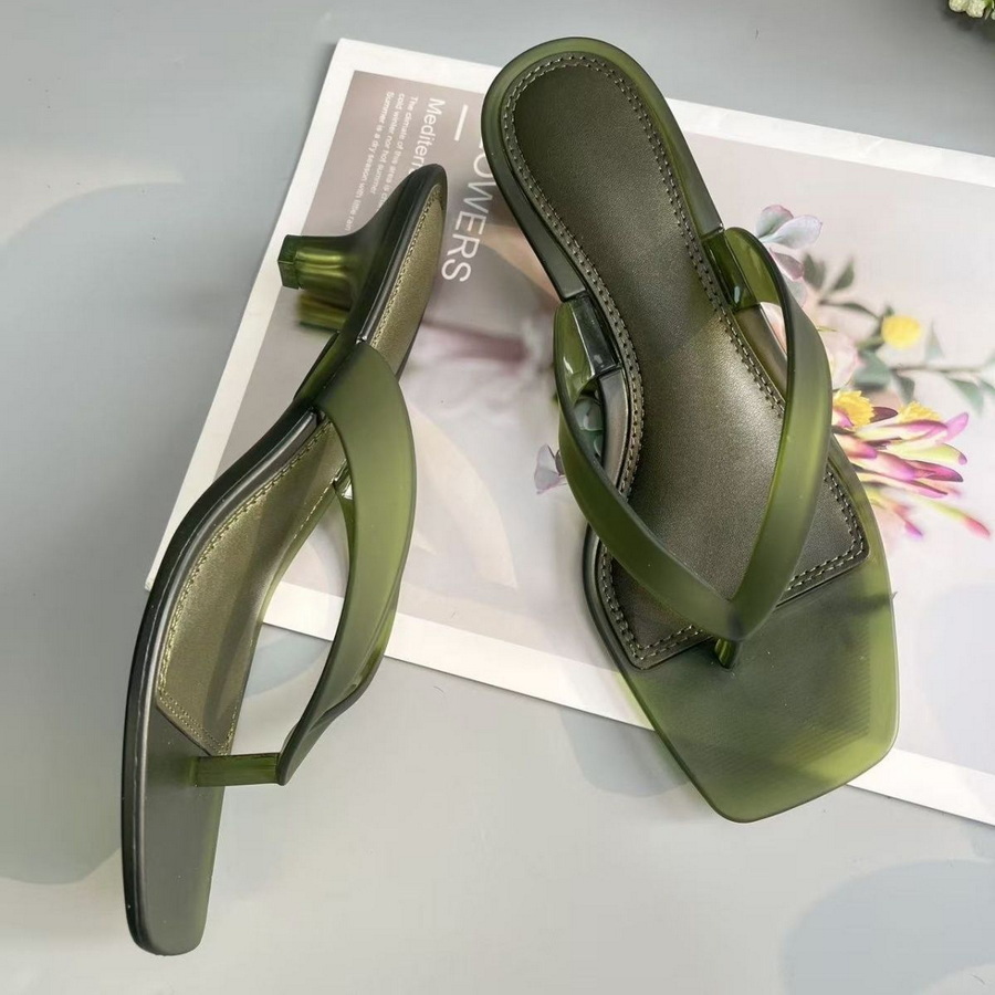 Korean Muted Tone Olive Green  - Thong Flat Sandal 评论和价格