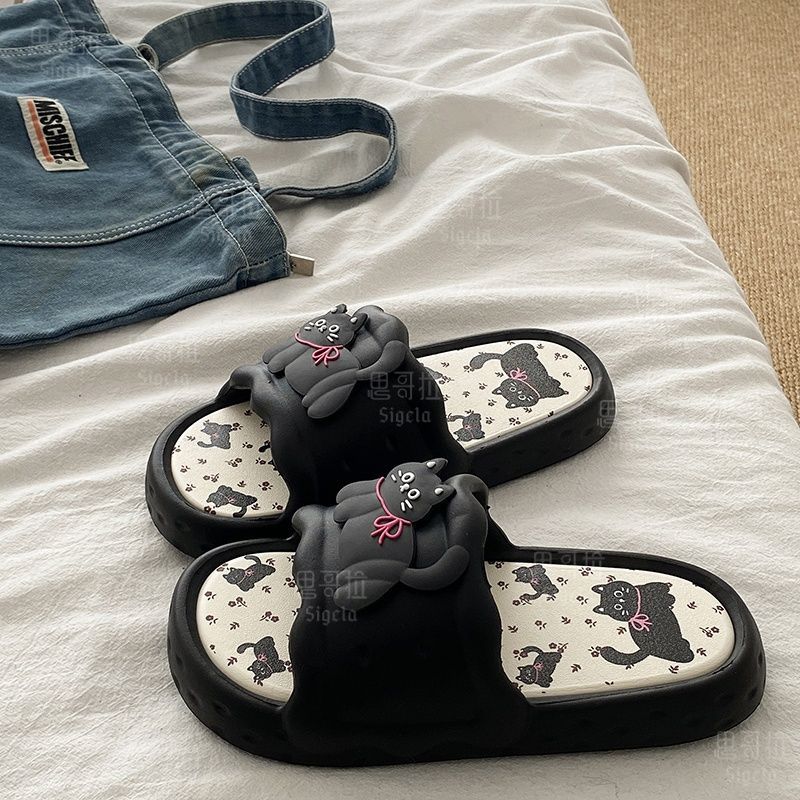 Printting Cute Bear Women Slip - Women Shoes Size To Men 评论和价格