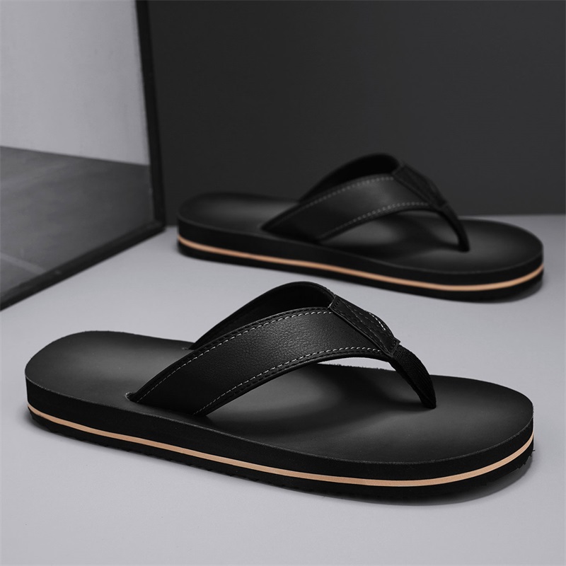 Men's Vintage Washed Faux Leat - Thong Flat Sandal 评论和价格