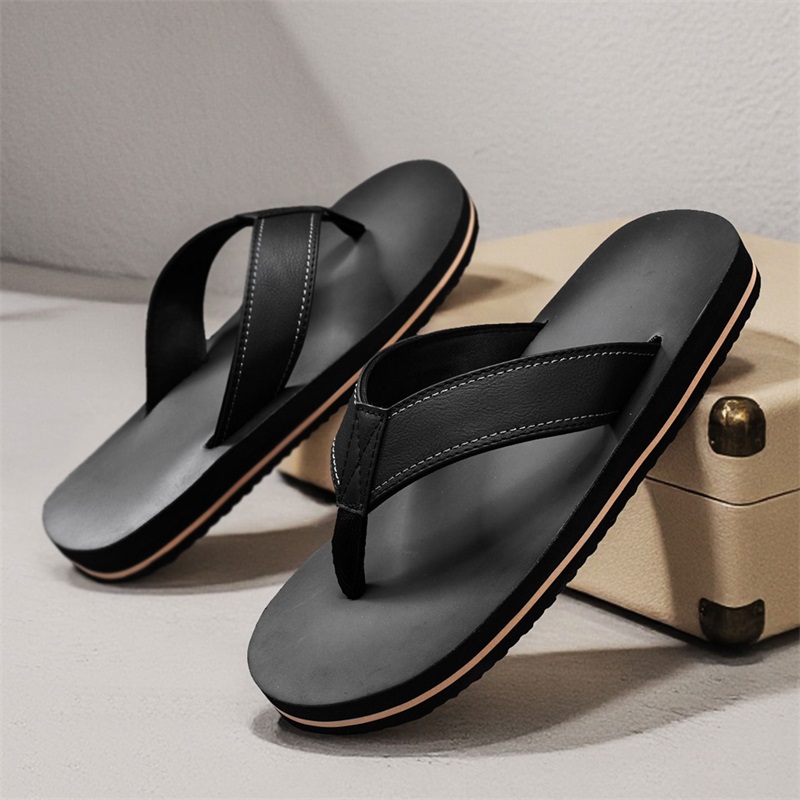 Men's Vintage Washed Faux Leat - Thong Flat Sandal 评论和价格