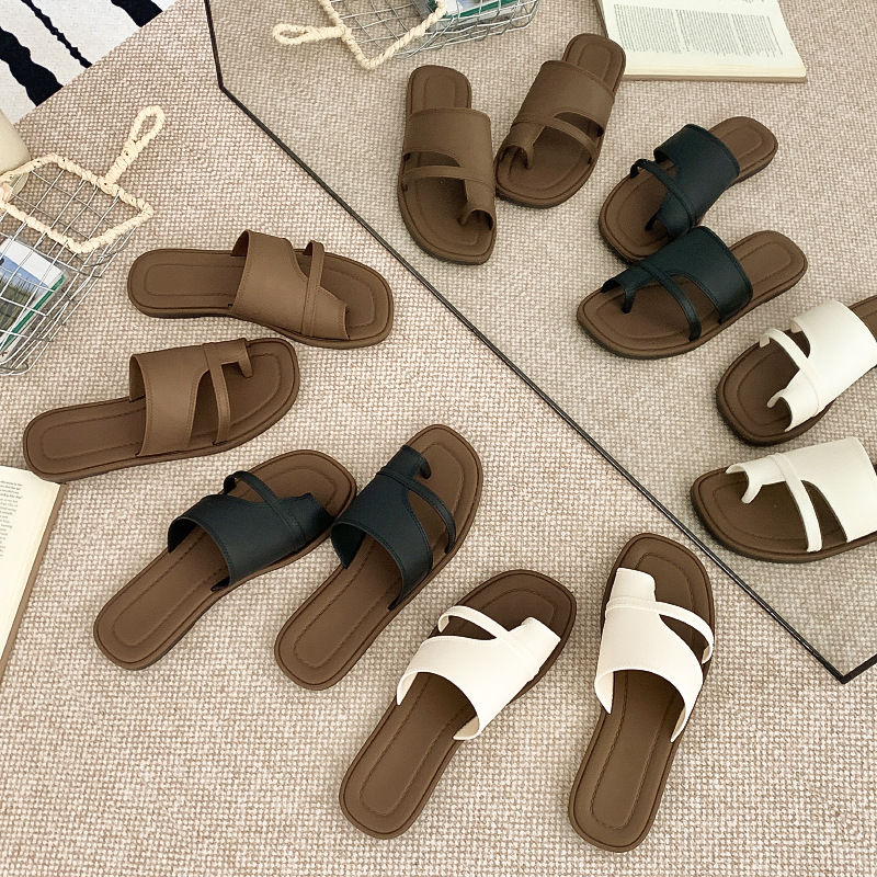 Women Summer New Slide Sandals - Thong Flat Sandal 评论和价格