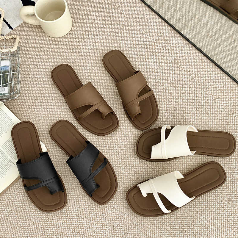 Women Summer New Slide Sandals - Thong Flat Sandal 评论和价格