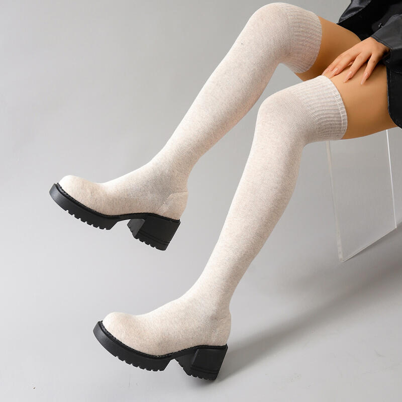 Chunky Platform Over The Knee  - Sock Boot Women 评论和价格