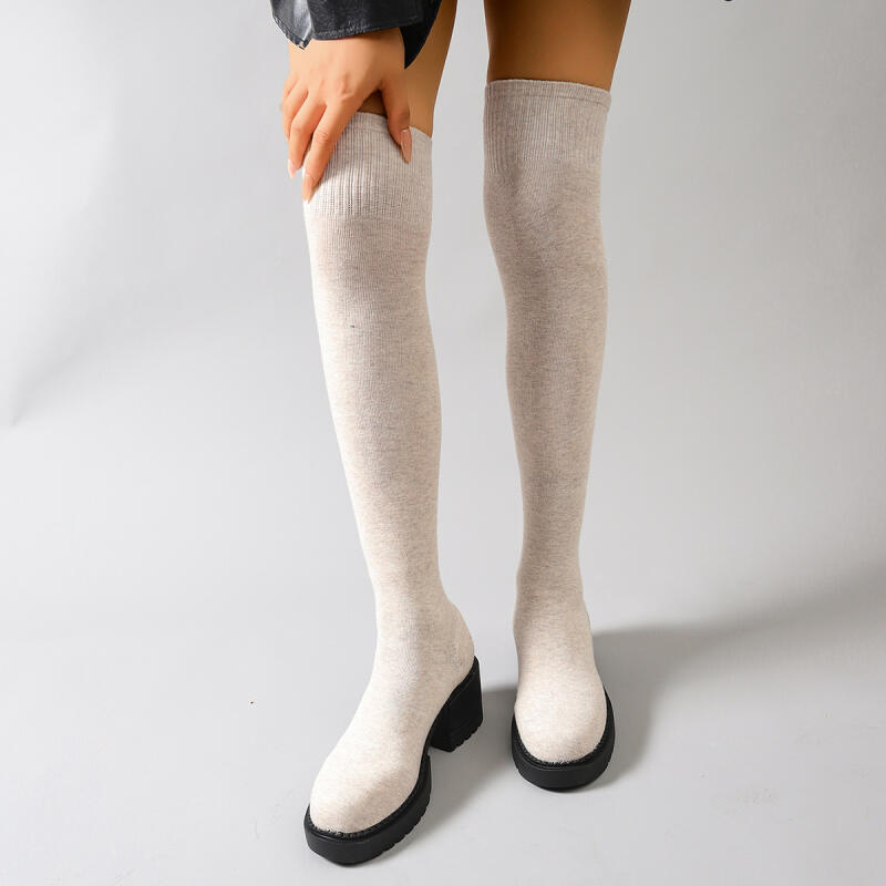 Chunky Platform Over The Knee  - Sock Boot Women 评论和价格