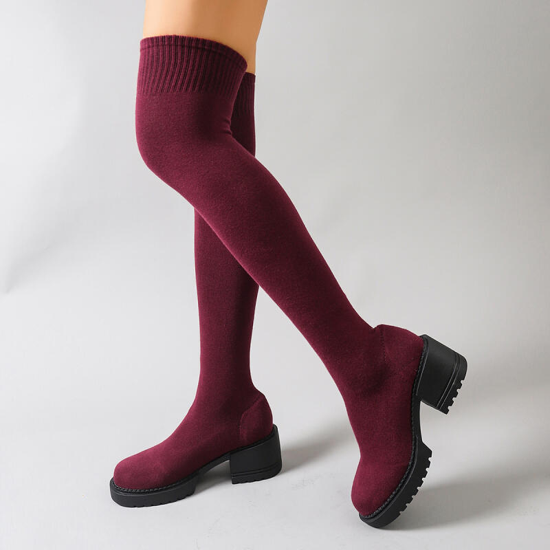 Chunky Platform Over The Knee  - Sock Boot Women 评论和价格