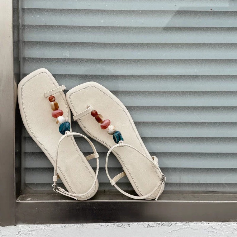 Women's Black Suede Colorful B - Thong Flat Sandal 评论和价格