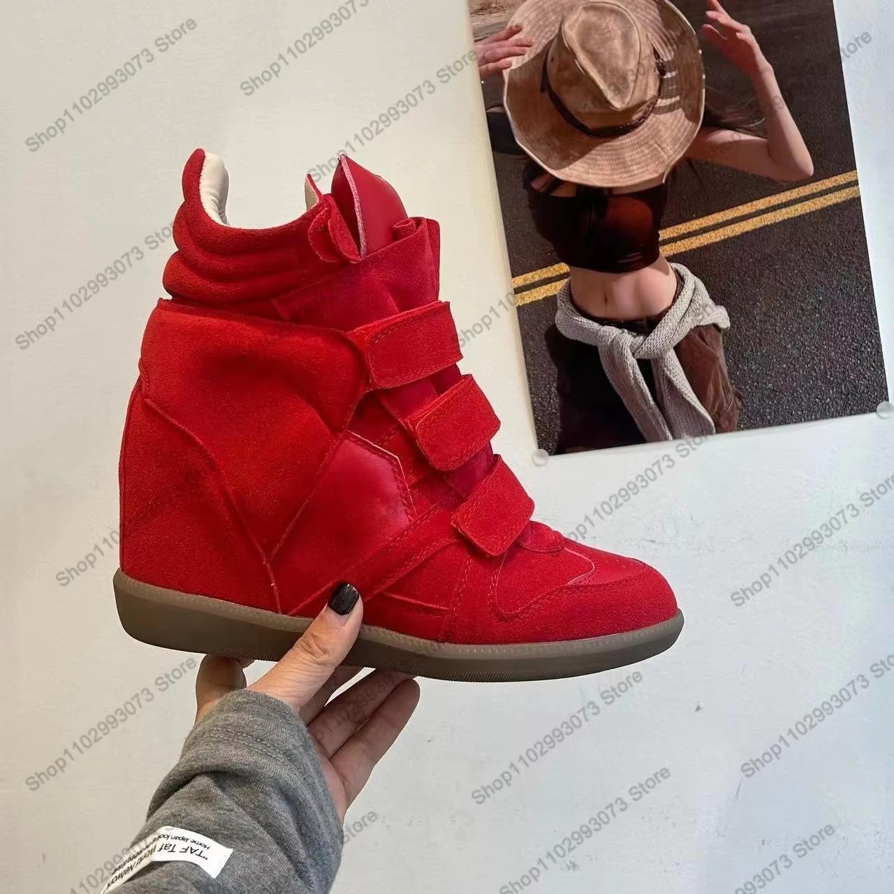 Women Hidden Wedge Heel High‑T - Suede Ankle Boot 评论和价格
