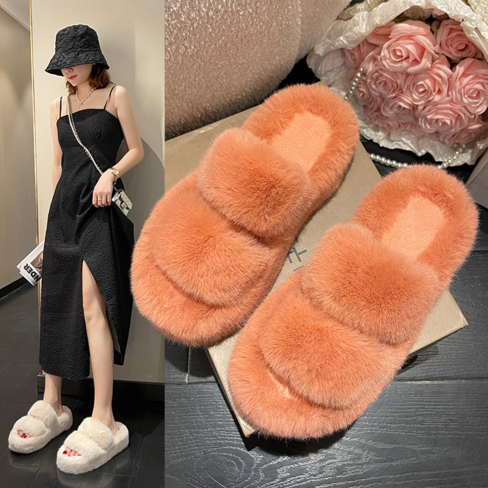 Winter Fluffy Slippers Women 2 - Fluffy Fur Slipper 评论和价格